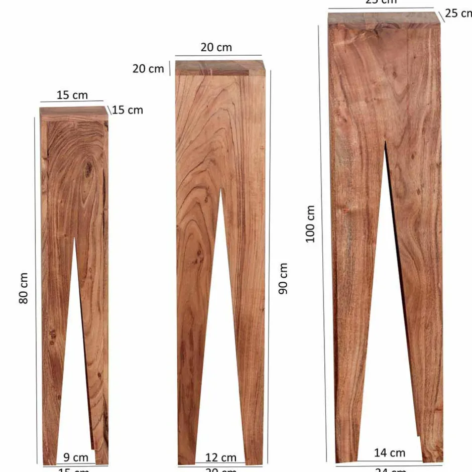 Wohnen Landhaus Blumenständer Set Pisino aus Massivholz naturbelassen (dreiteilig)