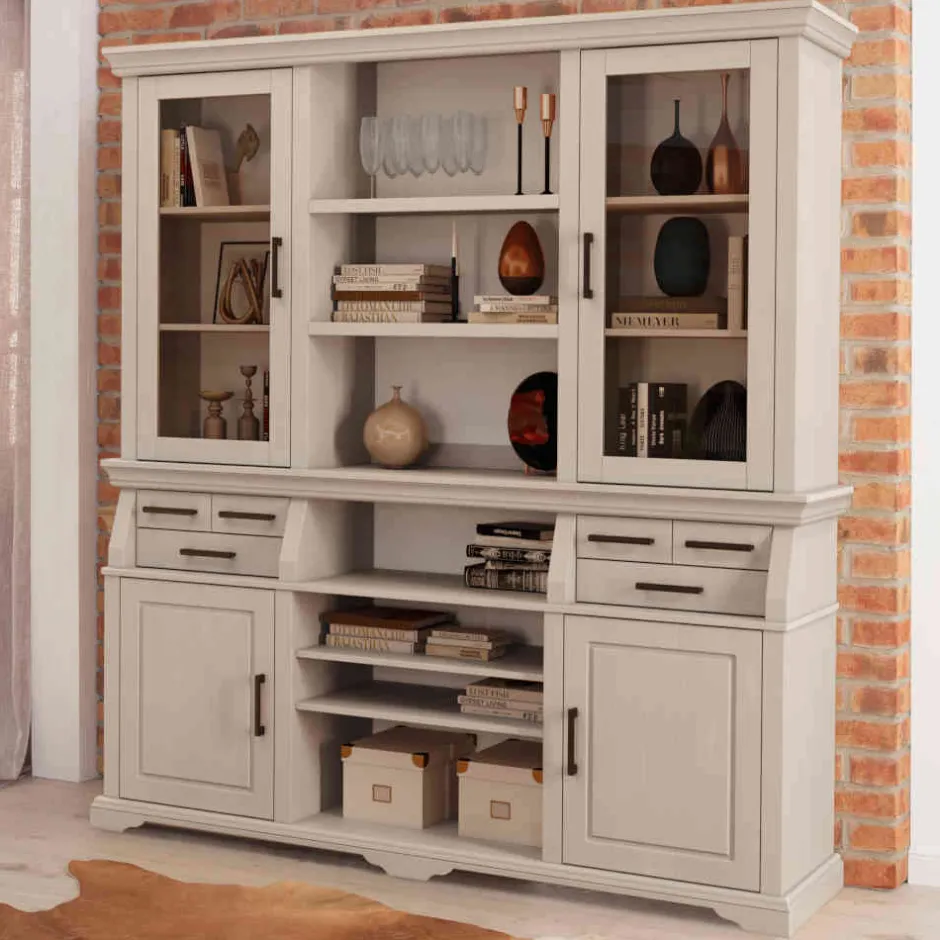 Wohnen Landhaus Buffetschrank in Weiß Kiefer gewachst - Curcay