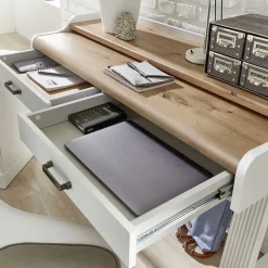 Wohnen Landhaus Computertisch in Weiß & Eiche - Mehady