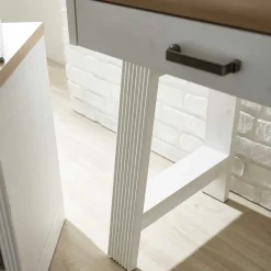 Wohnen Landhaus Computertisch in Weiß & Eiche - Mehady