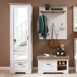 Wohnen Landhaus Dielenmöbel Set zweifarbig - Nurelcas (dreiteilig)