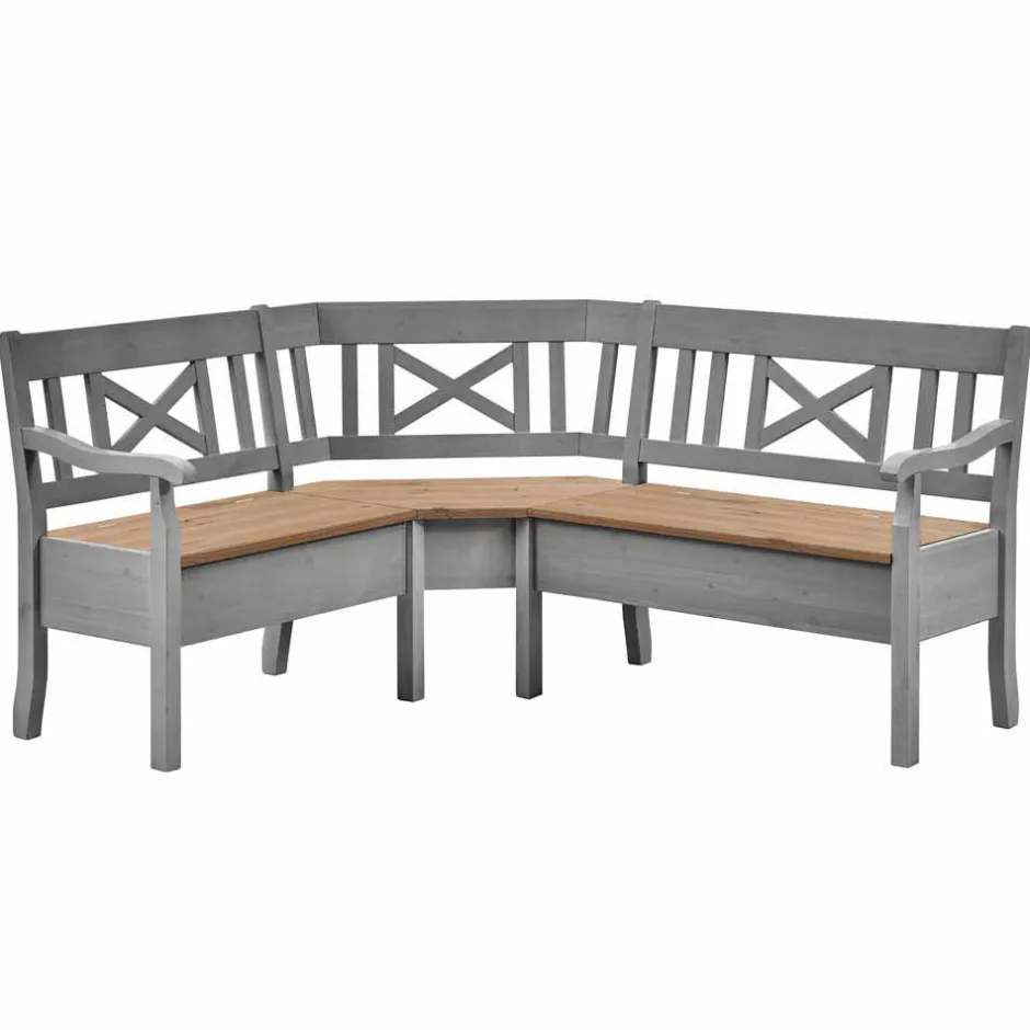 Landhaus Eckbank Jytte in Grau mit Braun^Wohnen Best