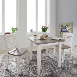 Wohnen Landhaus Esszimmermöbel Yoan in Weiß-Grau (dreiteilig)