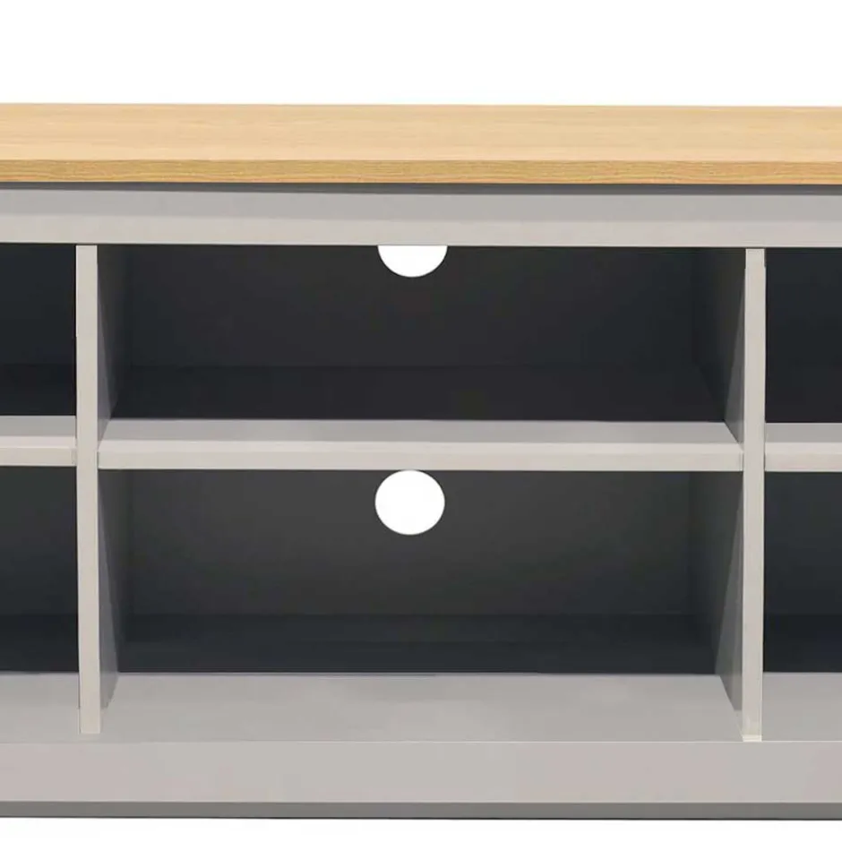 Landhaus Fernseher Unterschrank in Grau & Eiche - Poliesti^Wohnen Online