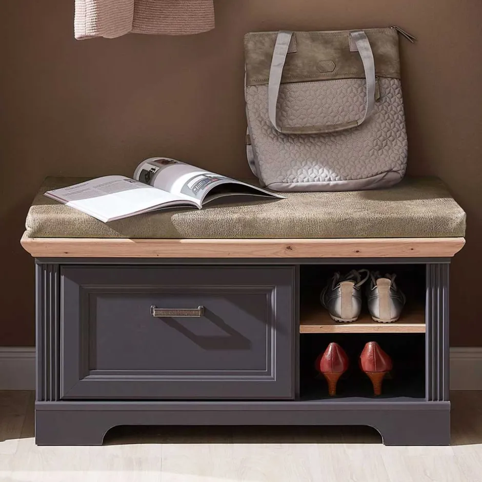 Wohnen Landhaus Flurbank mit Kissen 93x49x41 cm - Thumbs