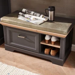 Wohnen Landhaus Flurbank mit Kissen 93x49x41 cm - Thumbs