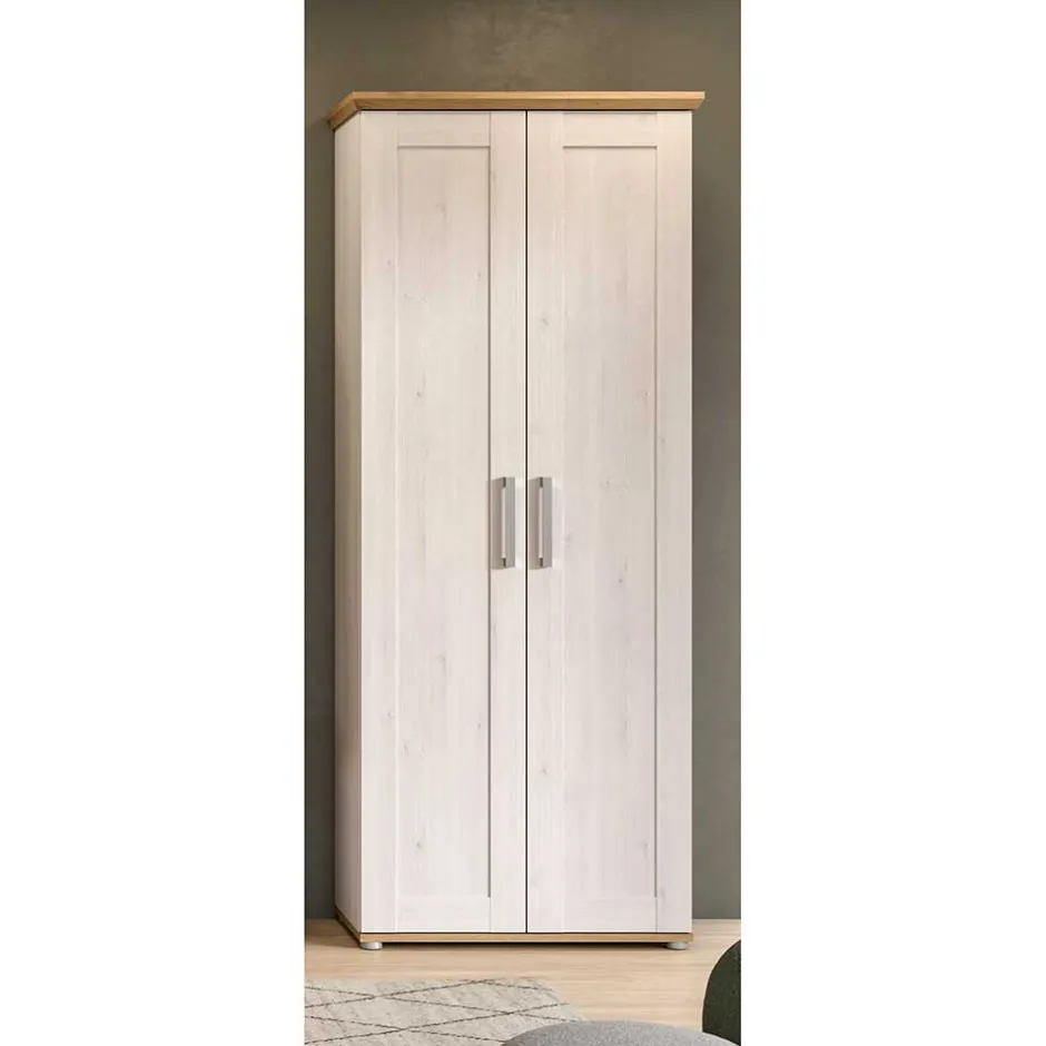 Wohnen Landhaus Flurschrank in Holzoptik Lärche Weiß - Tocella