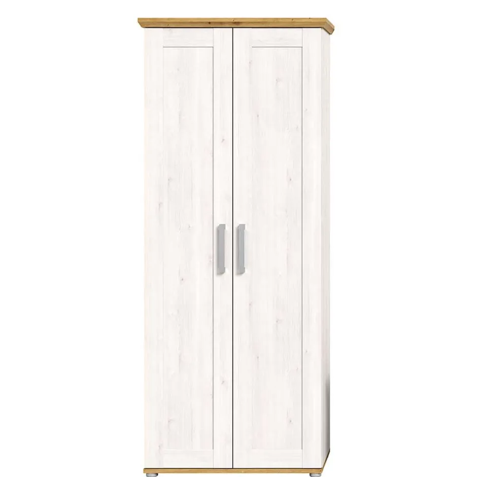 Wohnen Landhaus Flurschrank in Holzoptik Lärche Weiß - Tocella