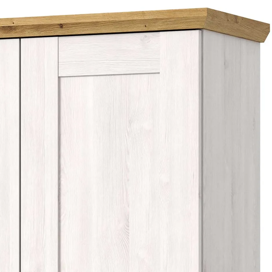 Wohnen Landhaus Flurschrank in Holzoptik Lärche Weiß - Tocella