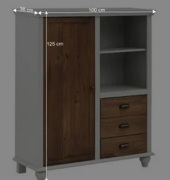Landhaus Highboard in Holz Braun und Grau - Veproma^Wohnen Online