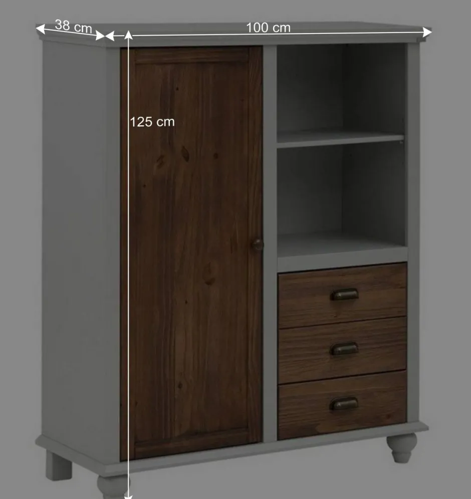 Landhaus Highboard in Holz Braun und Grau - Veproma^Wohnen Online