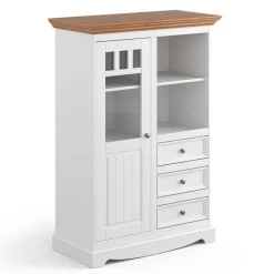 Landhaus Highboard in Weiß und Eiche - Bordona^Wohnen Online