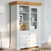 Landhaus Highboard in Weiß & Kiefer Natur - Saluts^Wohnen Discount