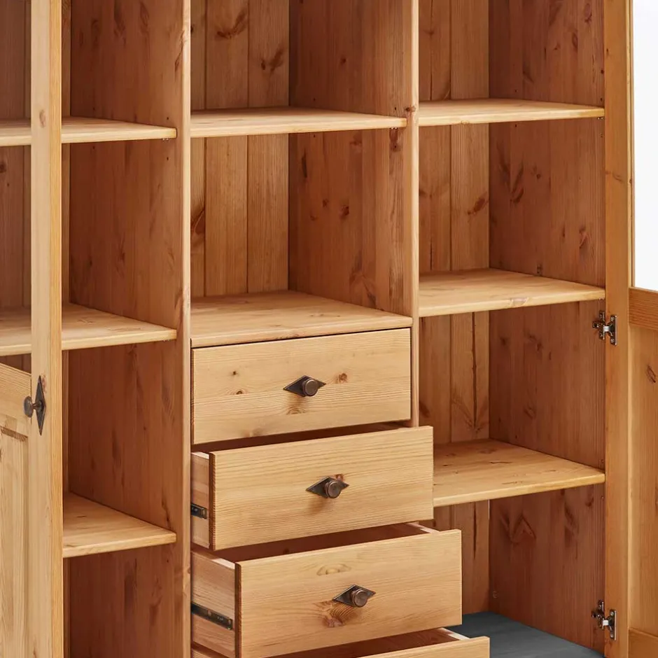 Landhaus Highboard mit Glas aus Kiefer - Eshelas^Wohnen New