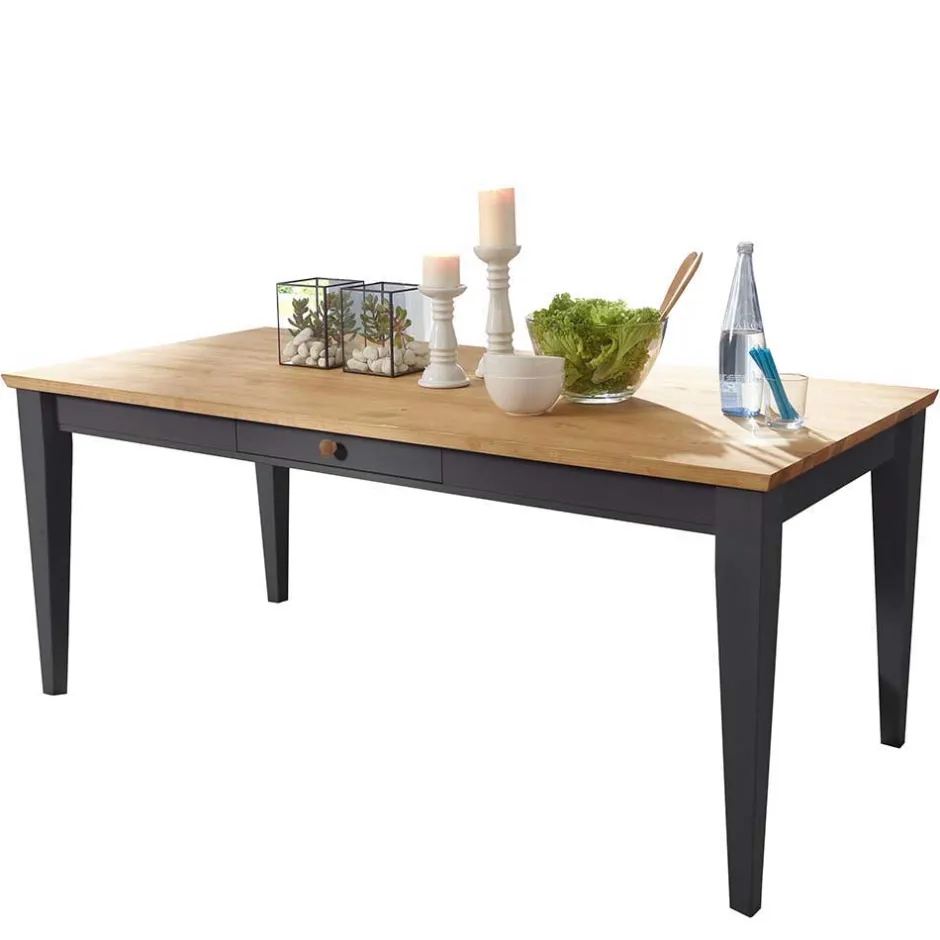 Wohnen Landhaus Holz Essgruppe in Grau - Ustricia (siebenteilig)