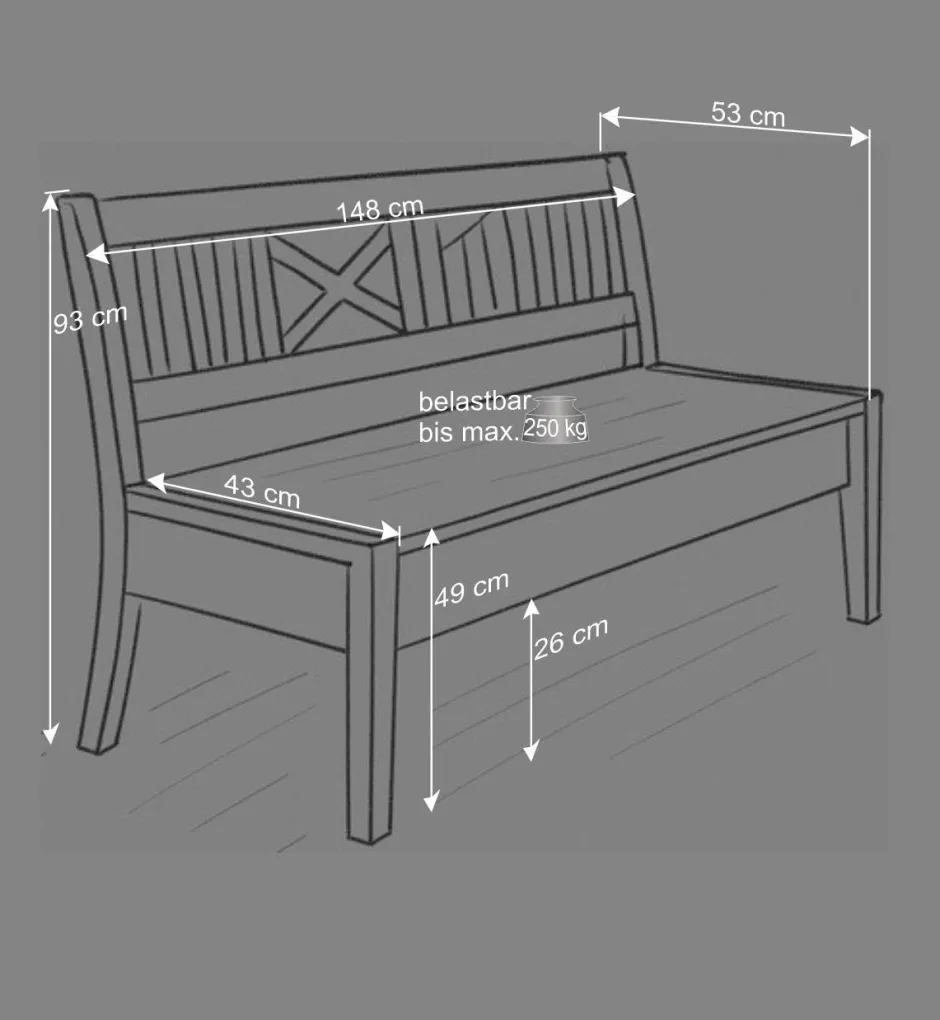 Wohnen Landhaus Holzbank Jytte drei Sitzplätze