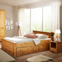 Wohnen Landhaus Holzbett & Nachttische - Imressa (dreiteilig)