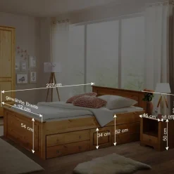 Wohnen Landhaus Holzbett & Nachttische - Imressa (dreiteilig)