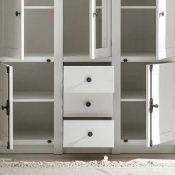 Wohnen Landhaus Kleiderschrank Chelles in Weiß mit Spiegel