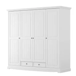 Wohnen Landhaus Kleiderschrank in Weiß lackiert - Indico