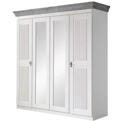 Wohnen Landhaus Kleiderschrank in Weiß und Kiefer Grau - Caneon