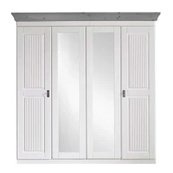 Wohnen Landhaus Kleiderschrank in Weiß und Kiefer Grau - Caneon