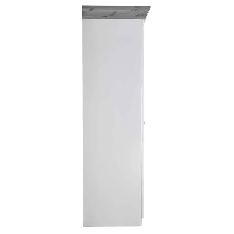 Wohnen Landhaus Kleiderschrank in Weiß und Kiefer Grau - Caneon