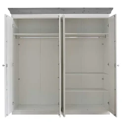 Wohnen Landhaus Kleiderschrank in Weiß und Kiefer Grau - Caneon