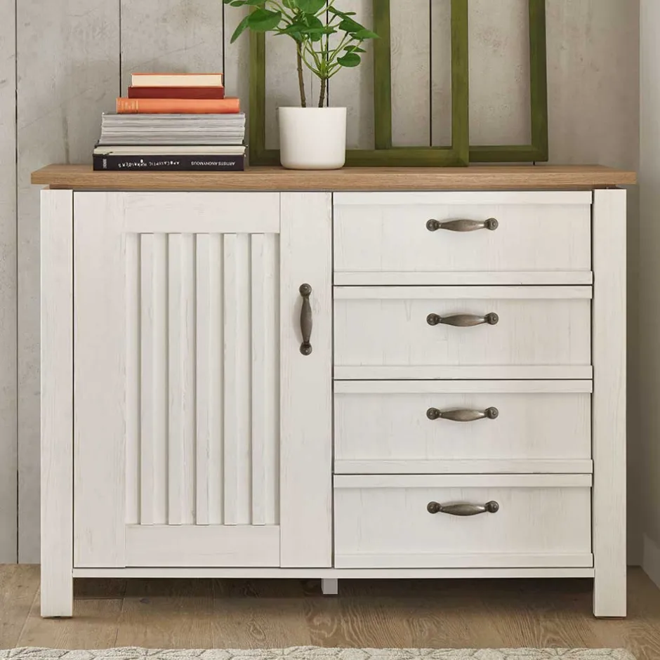 Landhaus Kombi-Kommode in Weiß - Malvissa^Wohnen Clearance