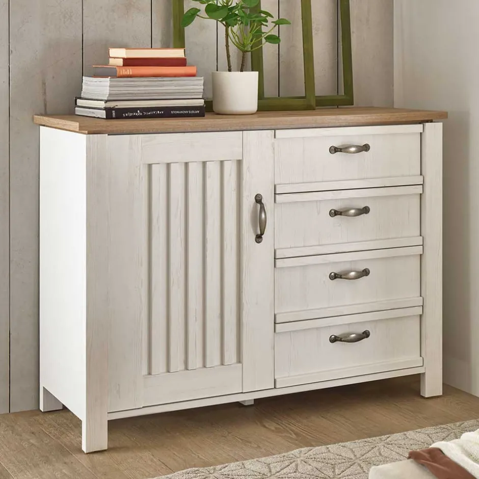 Landhaus Kombi-Kommode in Weiß - Malvissa^Wohnen Clearance