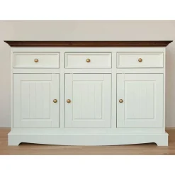 Wohnen Landhaus Kombikommode in Weiß und Nussbaum - Manipur