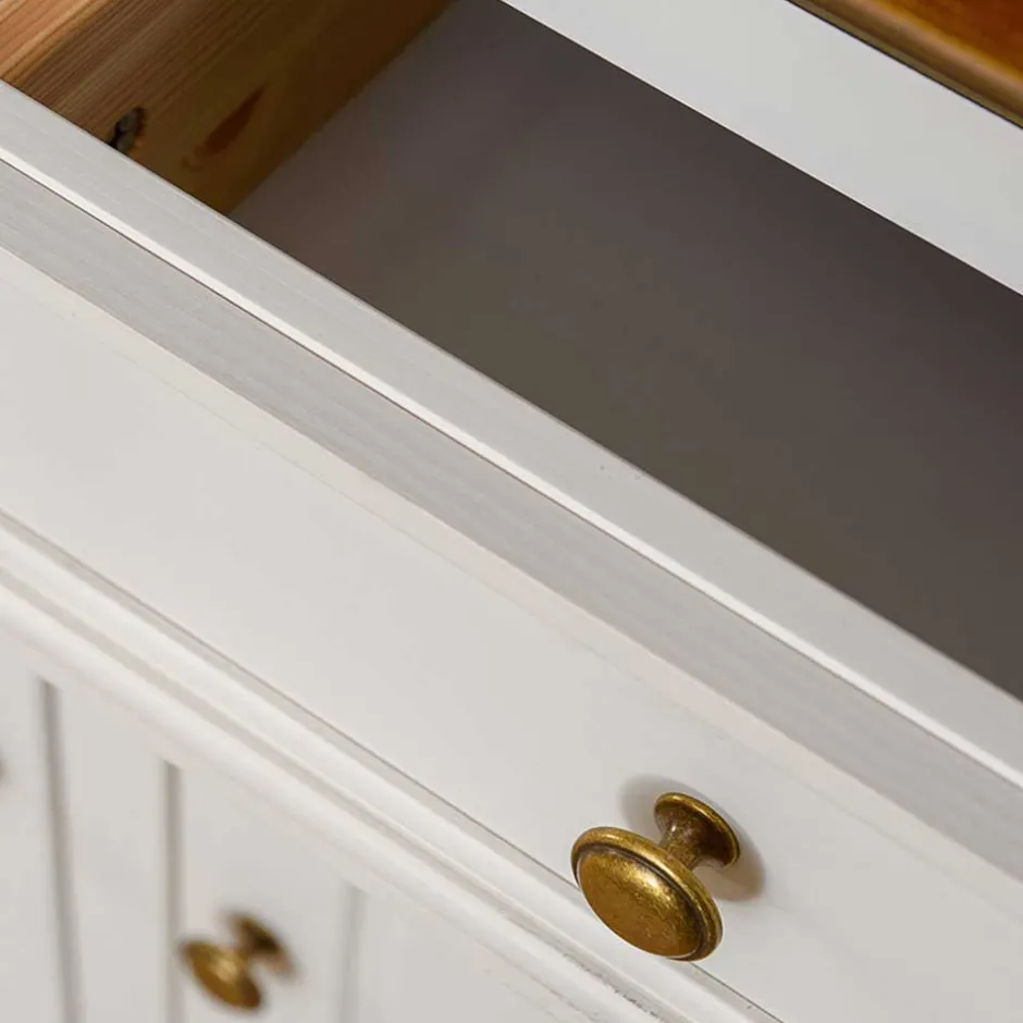 Wohnen Landhaus Kombikommode in Weiß und Nussbaum - Manipur