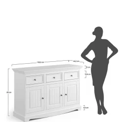 Wohnen Landhaus Kombikommode in Weiß und Nussbaum - Manipur