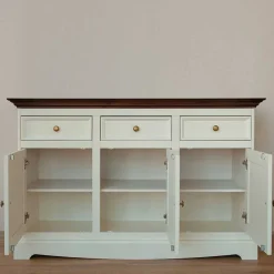 Wohnen Landhaus Kombikommode in Weiß und Nussbaum - Manipur