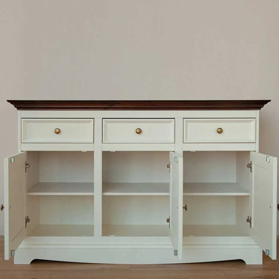 Wohnen Landhaus Kombikommode in Weiß und Nussbaum - Manipur