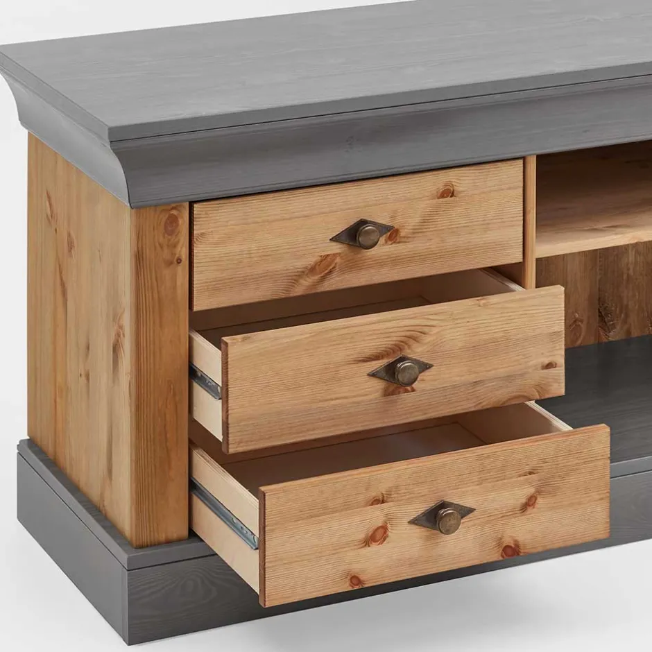 Landhaus Lowboard mit 3 Schubladen & 2 Fächern - Eshelas^Wohnen Hot