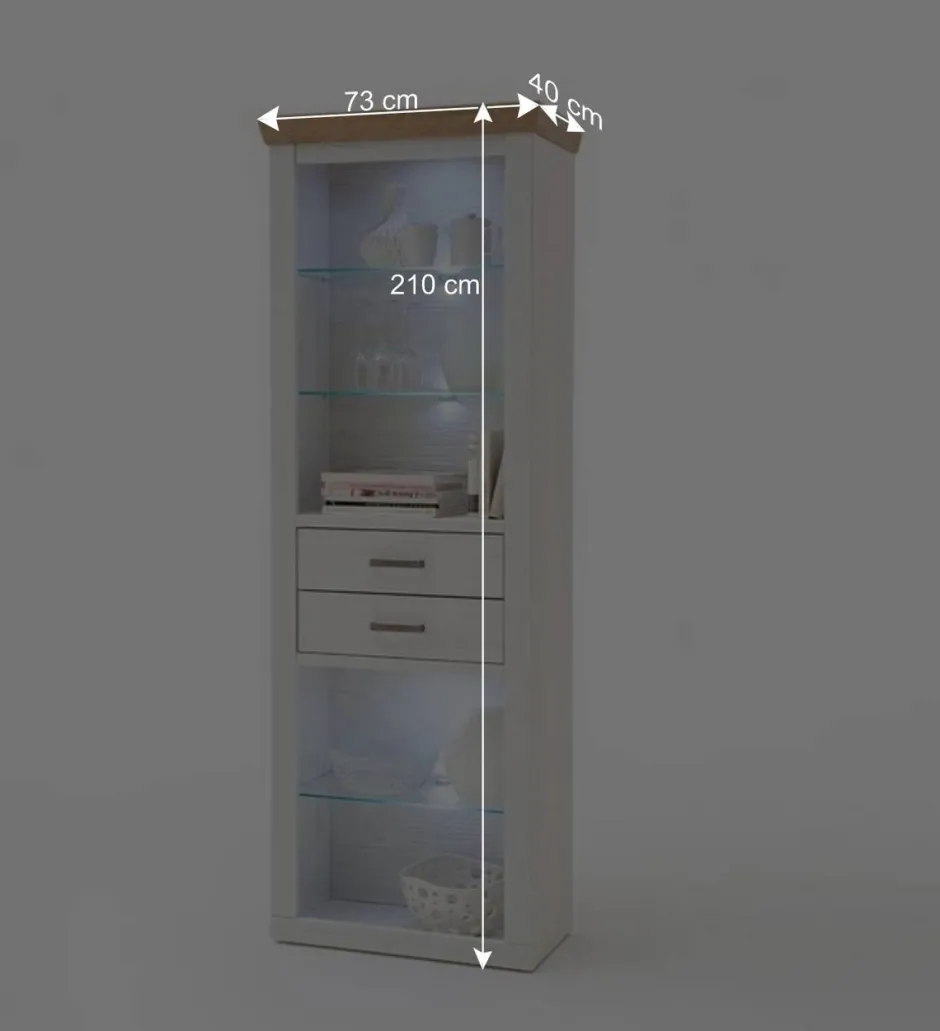 Landhaus MDF Regal mit Glasböden - Samula^Wohnen Outlet