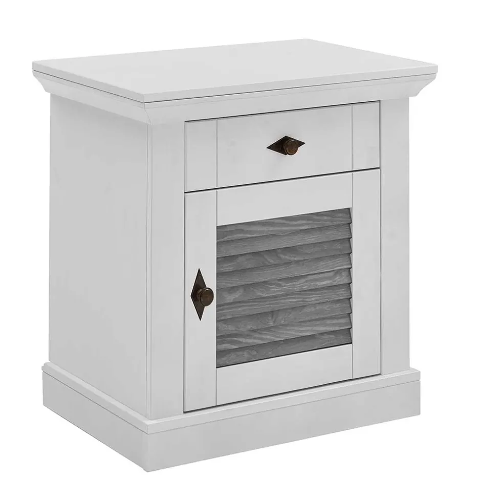 Wohnen Landhaus Nachtkommode in Weiß & Grau - Urezzas