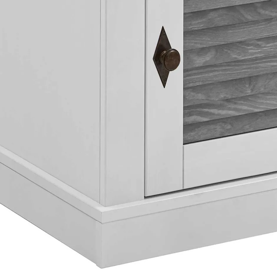 Wohnen Landhaus Nachtkommode in Weiß & Grau - Urezzas