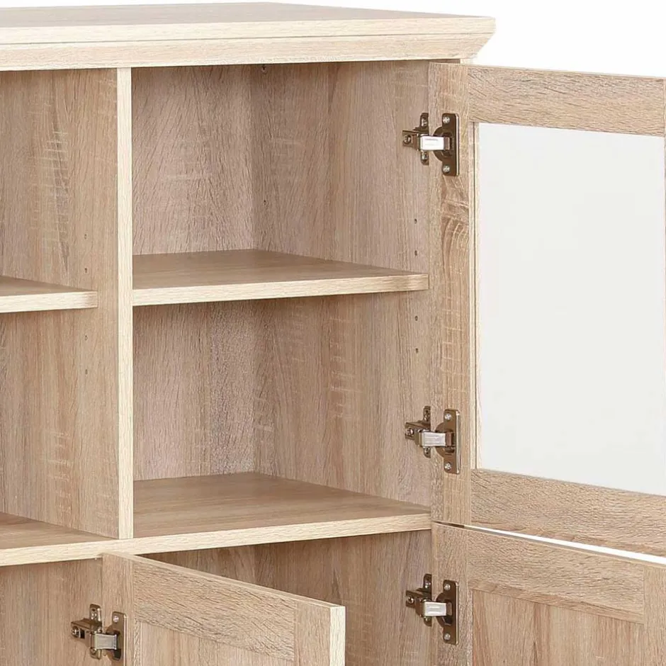 Landhaus Optik Highboard mit 2 Glastüren - Rienva^Wohnen Hot
