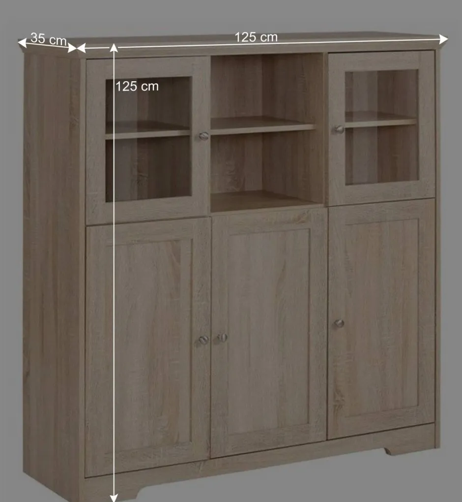 Landhaus Optik Highboard mit 2 Glastüren - Rienva^Wohnen Hot