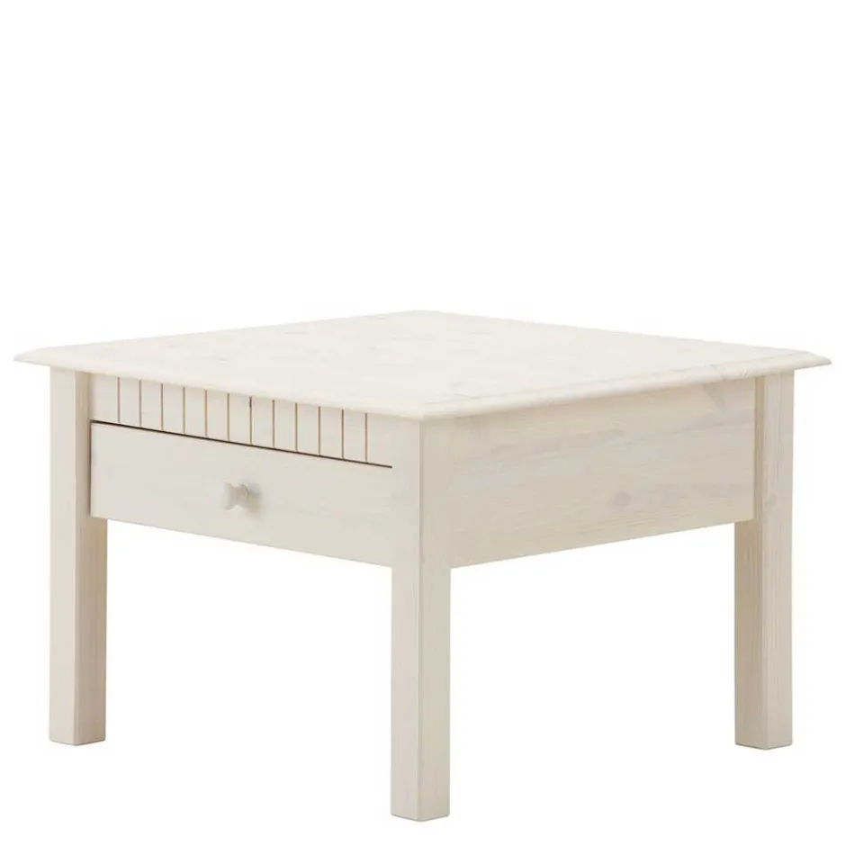 Wohnen Landhaus Quadrat-Couchtisch in Weiß lasiert - Gabbya