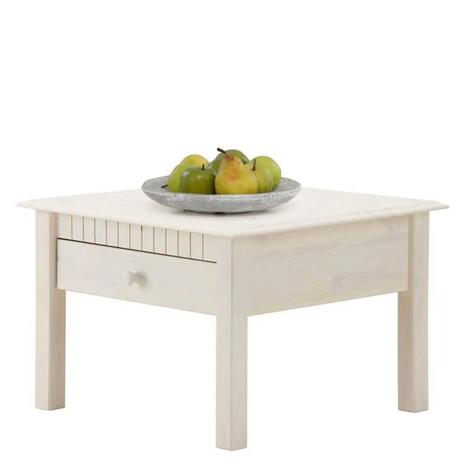 Wohnen Landhaus Quadrat-Couchtisch in Weiß lasiert - Gabbya