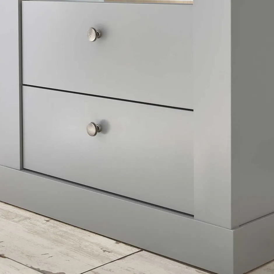 Wohnen Landhaus Regal in Lichtgrau & Eiche NB - Buleta