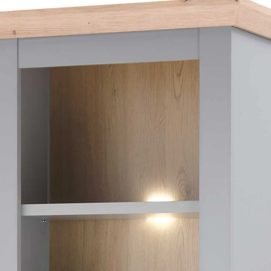 Wohnen Landhaus Regal in Lichtgrau & Eiche NB - Buleta