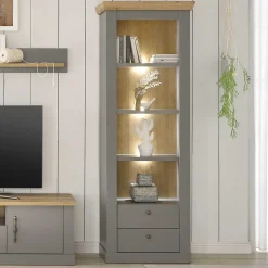 Wohnen Landhaus Regal in Lichtgrau & Eiche NB - Buleta