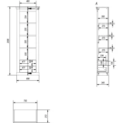Wohnen Landhaus Regal in Lichtgrau & Eiche NB - Buleta
