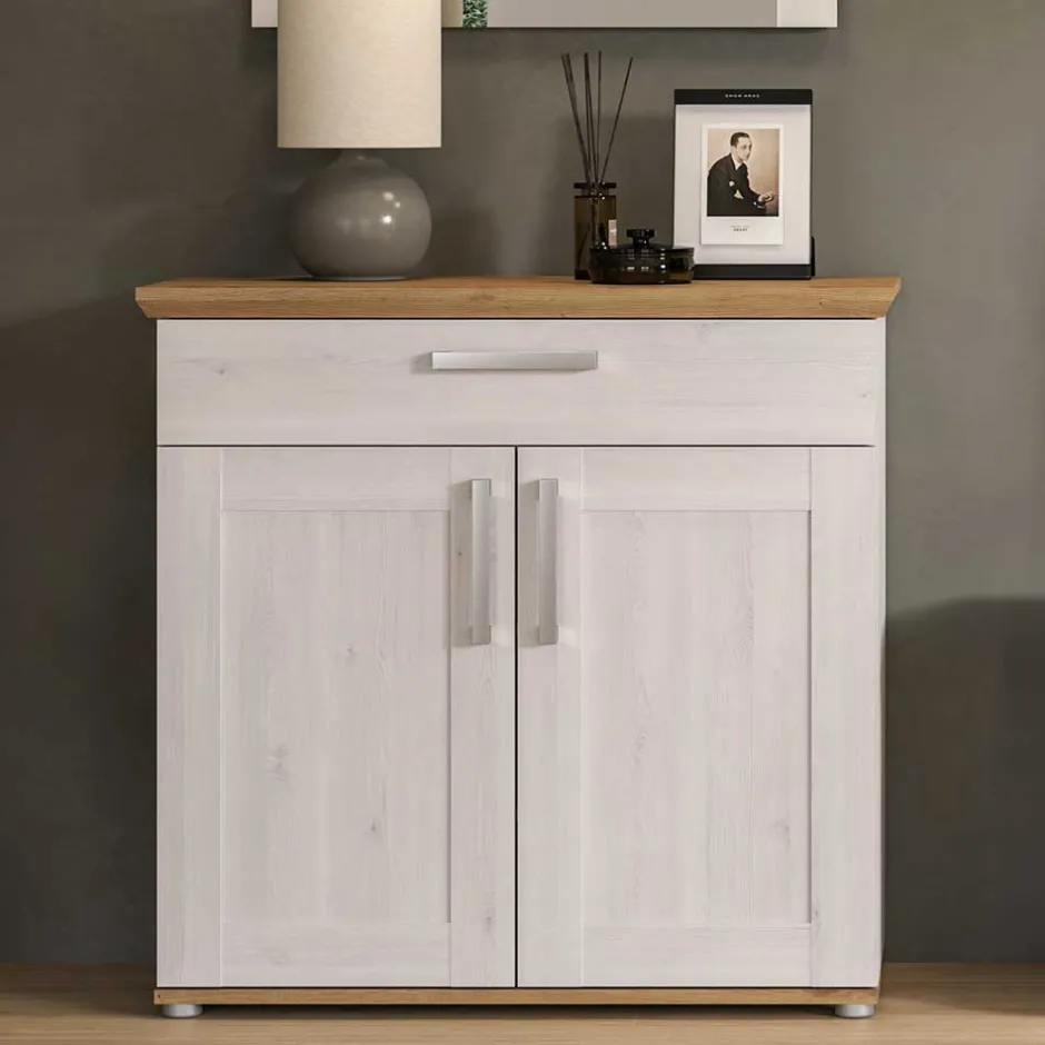 Wohnen Landhaus Schuhkommode in Holzoptik Lärche Weiß - Tocella
