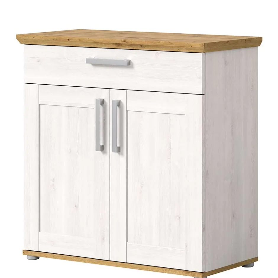 Wohnen Landhaus Schuhkommode in Holzoptik Lärche Weiß - Tocella