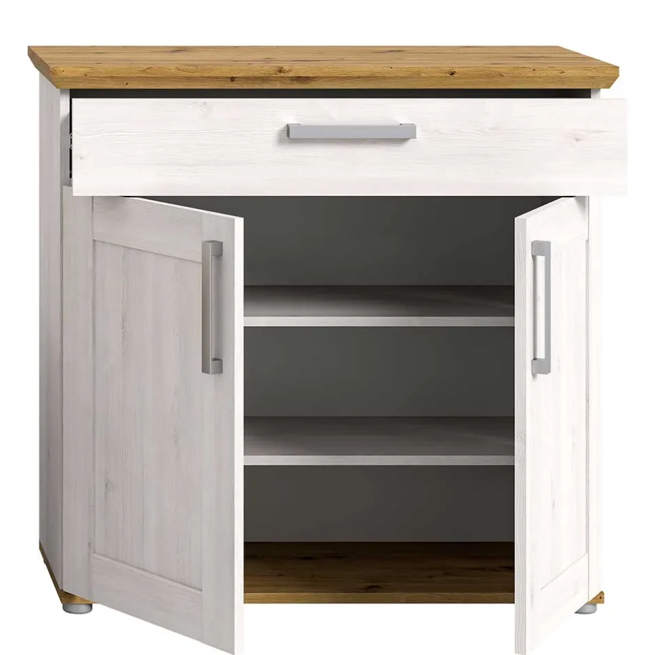 Wohnen Landhaus Schuhkommode in Holzoptik Lärche Weiß - Tocella